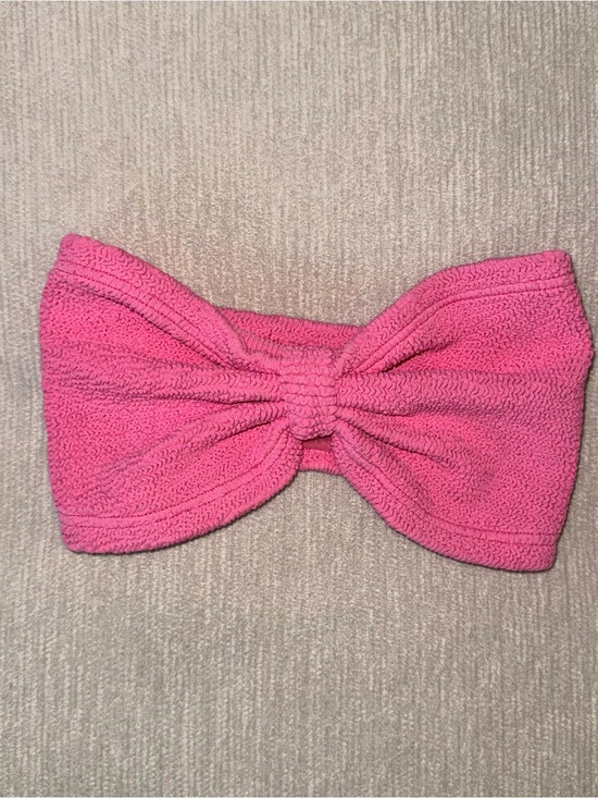 Hunza G Other - New Hunza G Bikini *Top Only* Pink Jean Bandeau Strapless Crinkle One Size